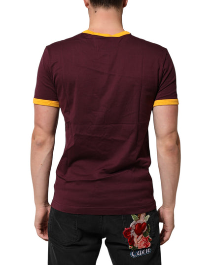 Dolce & Gabbana Burgundy Cotton DG Super King Logo T-Shirt