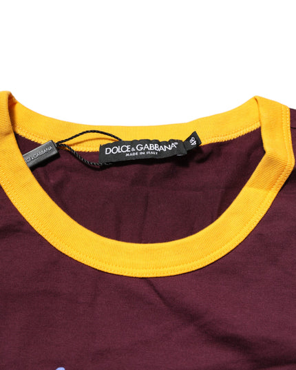 Dolce & Gabbana Burgundy Cotton DG Super King Logo T-Shirt