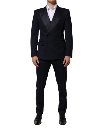 Dolce & Gabbana Black Wool 3 Piece Slim Fit Formal Men Suit