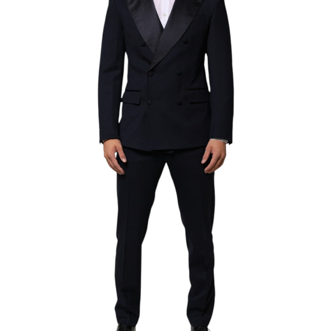 Dolce & Gabbana Black Wool 3 Piece Slim Fit Formal Men Suit