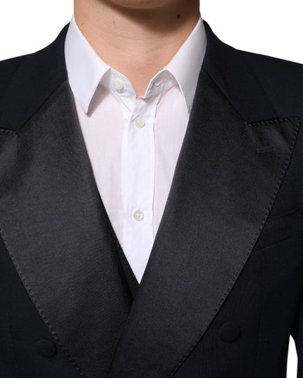 Dolce & Gabbana Black Wool 3 Piece Slim Fit Formal Men Suit