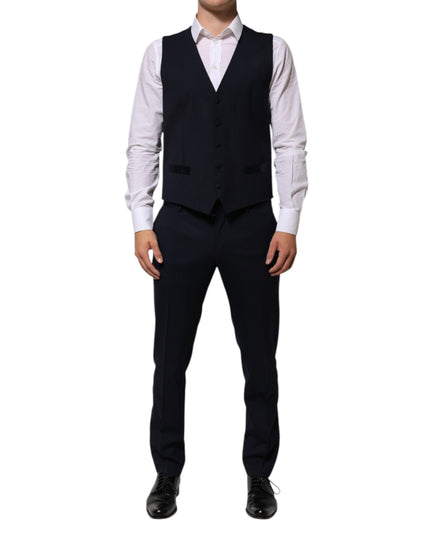 Dolce & Gabbana Black Wool 3 Piece Slim Fit Formal Men Suit