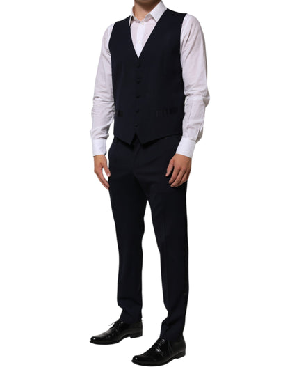 Dolce & Gabbana Black Wool 3 Piece Slim Fit Formal Men Suit