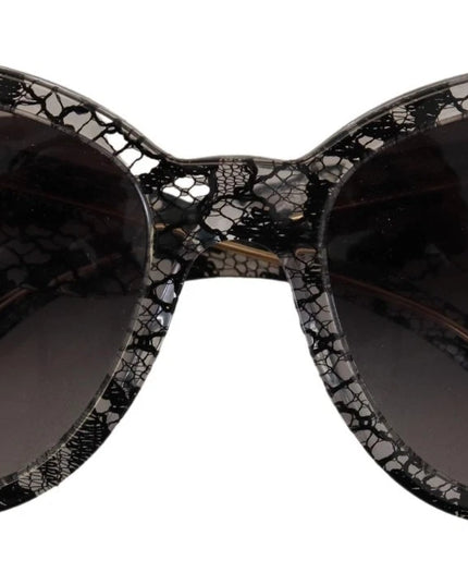Dolce & Gabbana DG4190 Black Lace Acetate Crystal Round Sunglasses