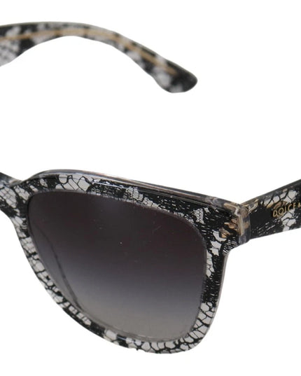 Dolce & Gabbana DG4190 Black Lace Acetate Crystal Round Sunglasses