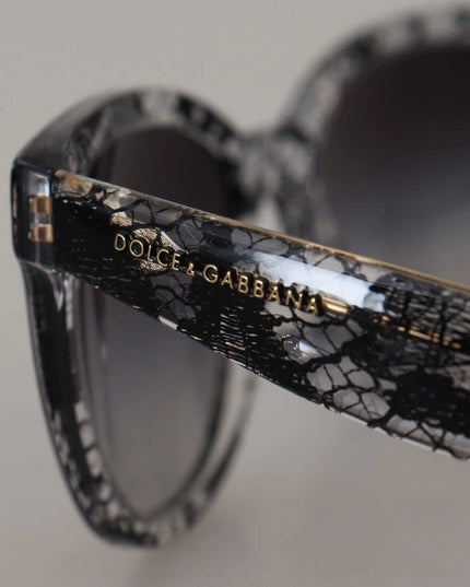 Dolce & Gabbana DG4190 Black Lace Acetate Crystal Round Sunglasses