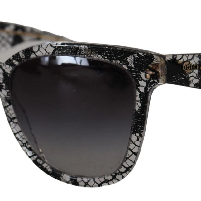 Dolce & Gabbana DG4190 Black Lace Acetate Crystal Round Sunglasses