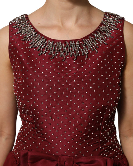 Dolce & Gabbana Burgundy Silk Beaded Evening Gown Dress
