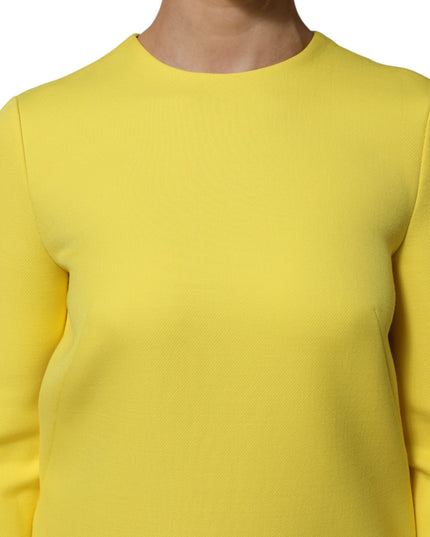 Dolce & Gabbana Yellow Viscose Acetate Mini Long Sleeve Dress
