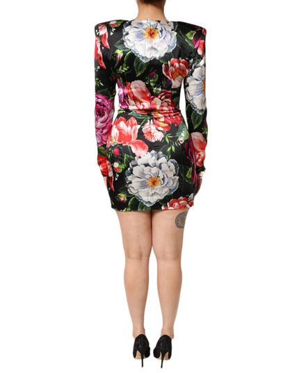 Dolce & Gabbana Black Floral Fiori Pittorici Mini Bodycon Dress