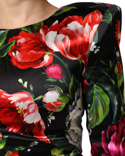 Dolce & Gabbana Black Floral Fiori Pittorici Mini Bodycon Dress