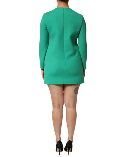 Dolce & Gabbana Green Viscose Acetate Mini Long Sleeve Dress