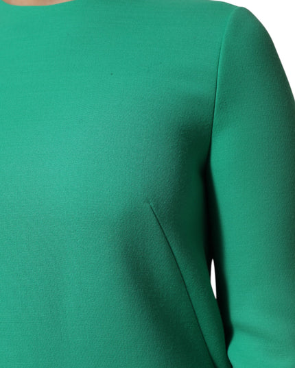Dolce & Gabbana Green Viscose Acetate Mini Long Sleeve Dress