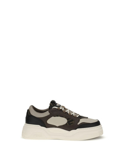 Fendi Black Calf Leather Bos Taurus Low Top Sneakers