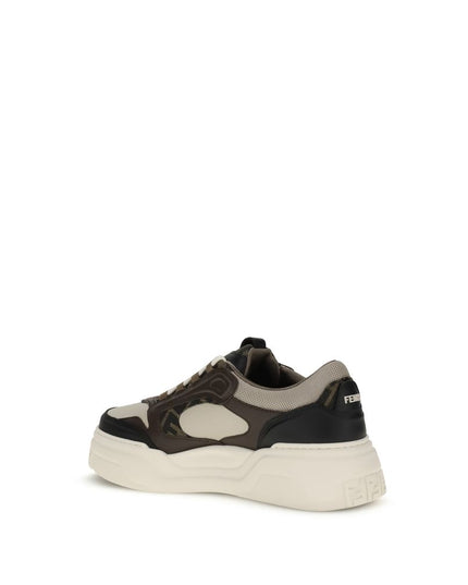 Fendi Black Calf Leather Bos Taurus Low Top Sneakers