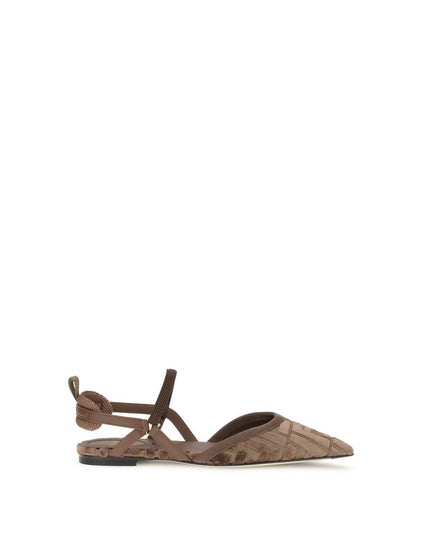Fendi Brown Polyamide Ballet Flats