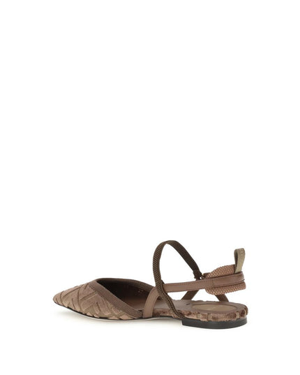 Fendi Brown Polyamide Ballet Flats