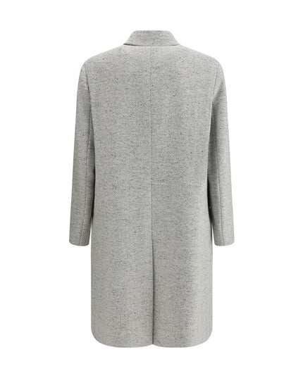 Lardini Gray Fleece Wool Coat