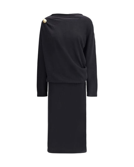 Fabiana Filippi Black Fleece Wool Casual Dress