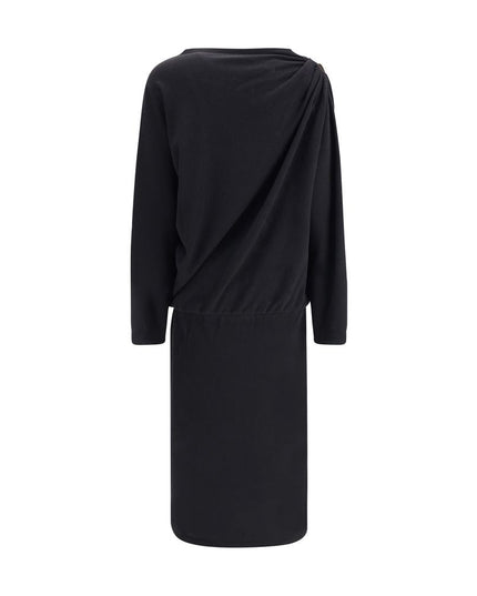 Fabiana Filippi Black Fleece Wool Casual Dress