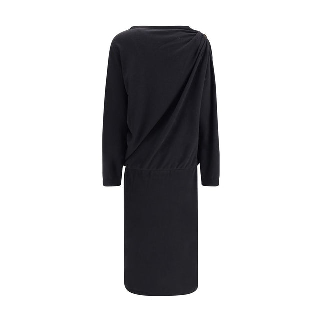 Fabiana Filippi Black Fleece Wool Casual Dress