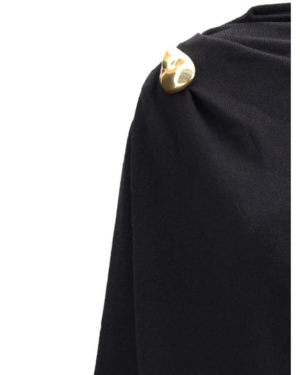 Fabiana Filippi Black Fleece Wool Casual Dress