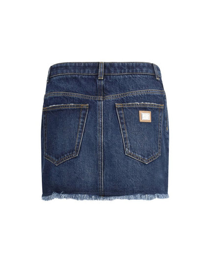 Dolce & Gabbana Blue Cotton Mini Skirt