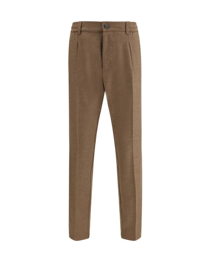 Cruna Brown Fleece Wool Casual Pants