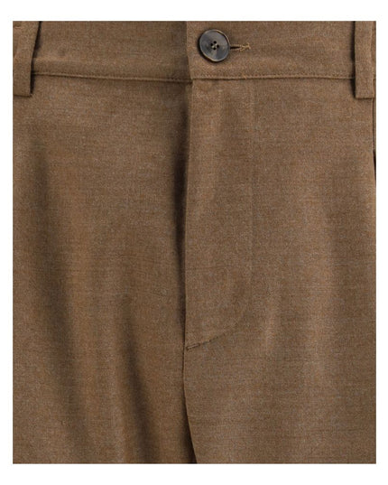 Cruna Brown Fleece Wool Casual Pants
