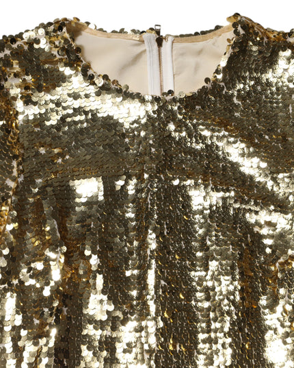 Dolce & Gabbana Gold Sequin Long Sleeve Mini Dress