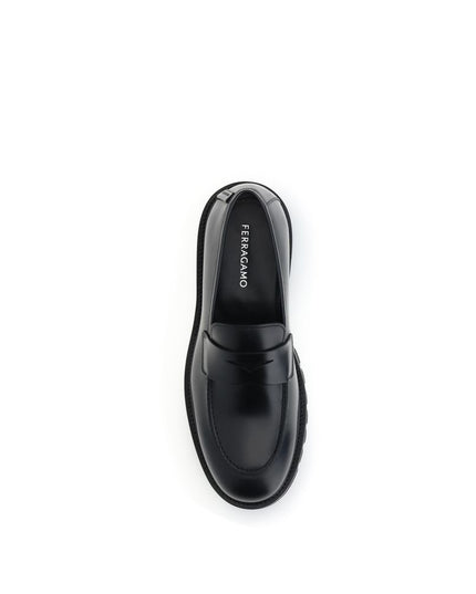 Ferragamo Black Rubber Slip-On Loafers