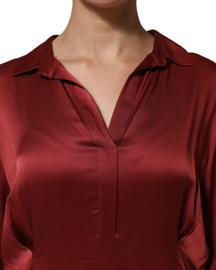Fabiana Filippi Burgundy Acetate Viscose Satin Long Dress