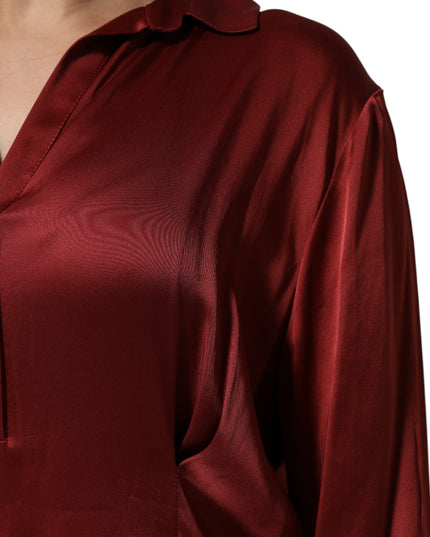 Fabiana Filippi Burgundy Acetate Viscose Satin Long Dress