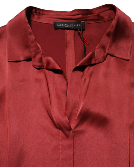 Fabiana Filippi Burgundy Acetate Viscose Satin Long Dress
