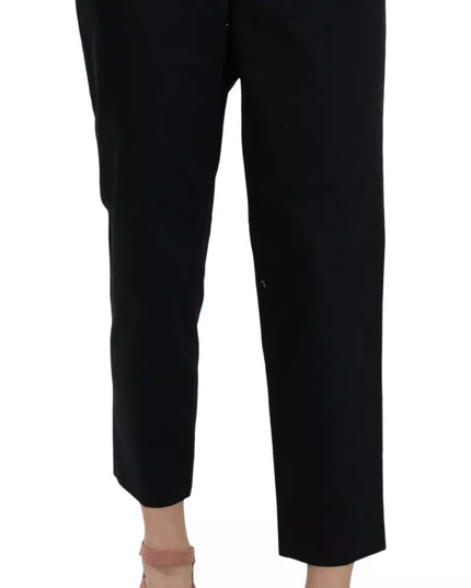 Dolce & Gabbana Black Cropped Front Button Embellished Pants