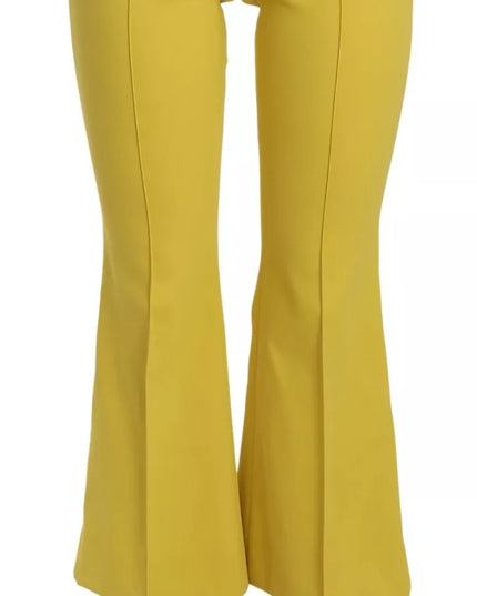 Dolce & Gabbana Yellow Flared Bootcut Capri Cotton Pants