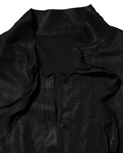 Dolce & Gabbana Black Viscose Long Sleeve Tie Neck Blouse Top