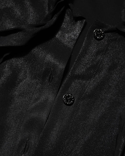 Dolce & Gabbana Black Viscose Long Sleeve Tie Neck Blouse Top