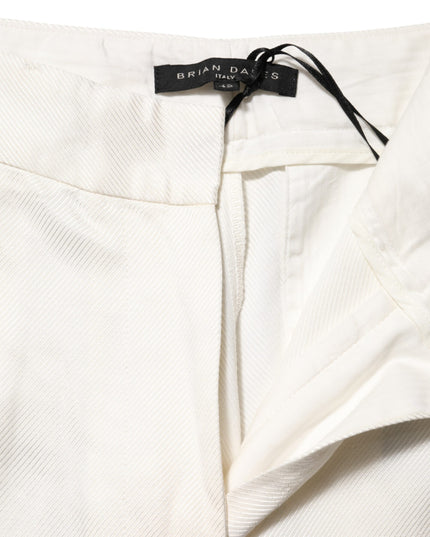 Brian Dales White Viscose Linen Wide Leg Palazzo Womens Pants