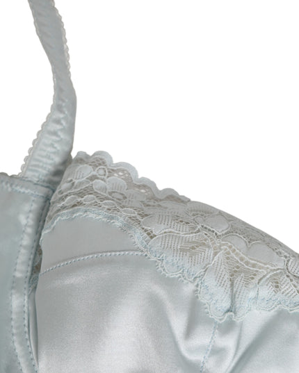Dolce & Gabbana Light Blue Silk Semi-Padded Balconette Underwear