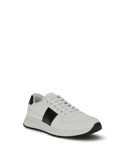 Prada White Calf Leather Bos Taurus Low Top Sneakers