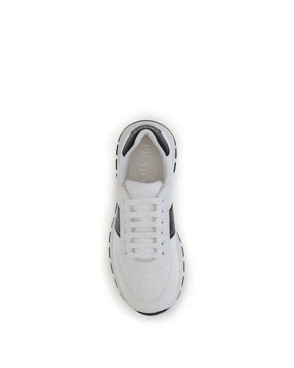 Prada White Calf Leather Bos Taurus Low Top Sneakers