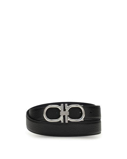Ferragamo Black Calf Leather Bos Taurus Regular Belt