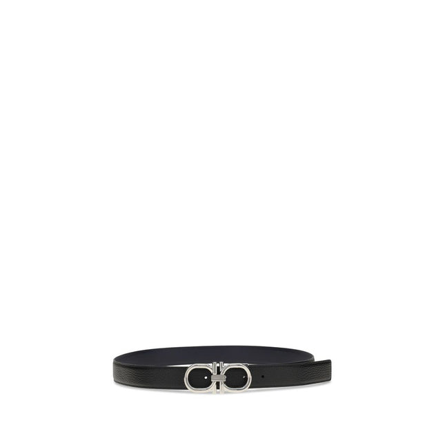 Ferragamo Black Calf Leather Bos Taurus Regular Belt