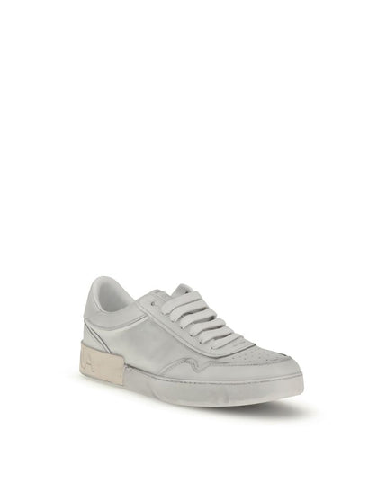Dolce & Gabbana White Calf Leather Bos Taurus Low Top Sneakers