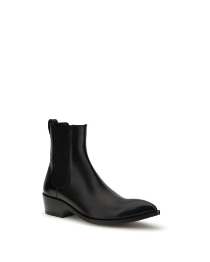 Tom Ford Black Calf Leather Bos Taurus Chelsea Boots
