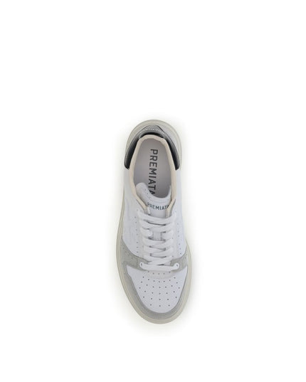 Premiata White Calf Leather Bos Taurus Low Top Sneakers