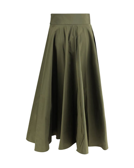 Sara Roka Green Polyester Midi Skirt