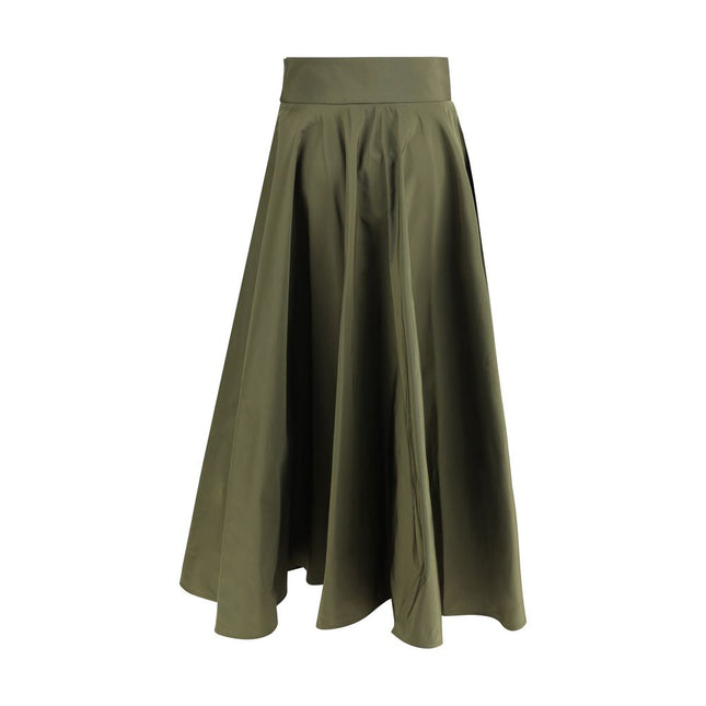 Sara Roka Green Polyester Midi Skirt