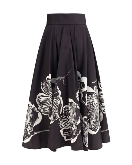 Sara Roka Black Polyester Midi Skirt